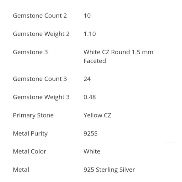 Citrine LS Swarovski Baguette Crystals Platinum Silver Halo Ring - Picture 12 of 16